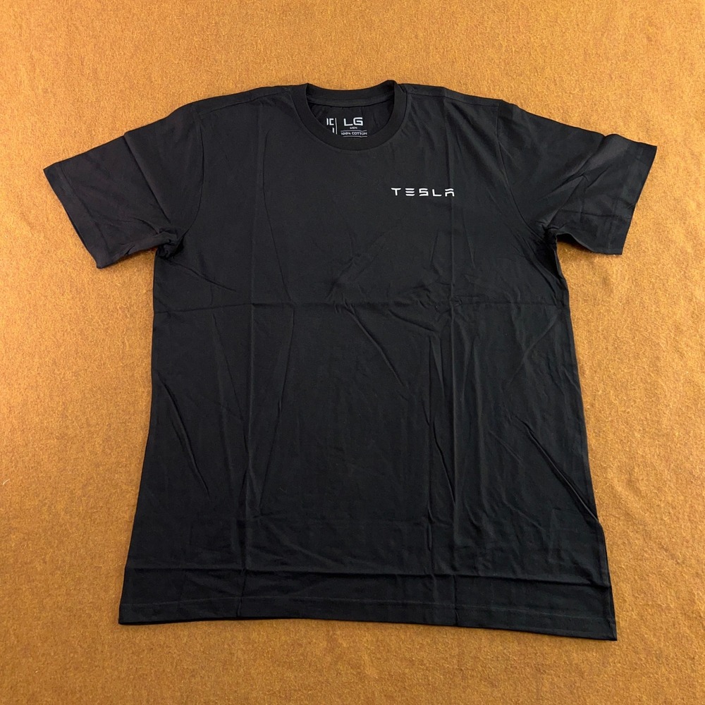 Tesla Mens Large Black Logo Graphic Cotton Short Sleeve T-Shirt New